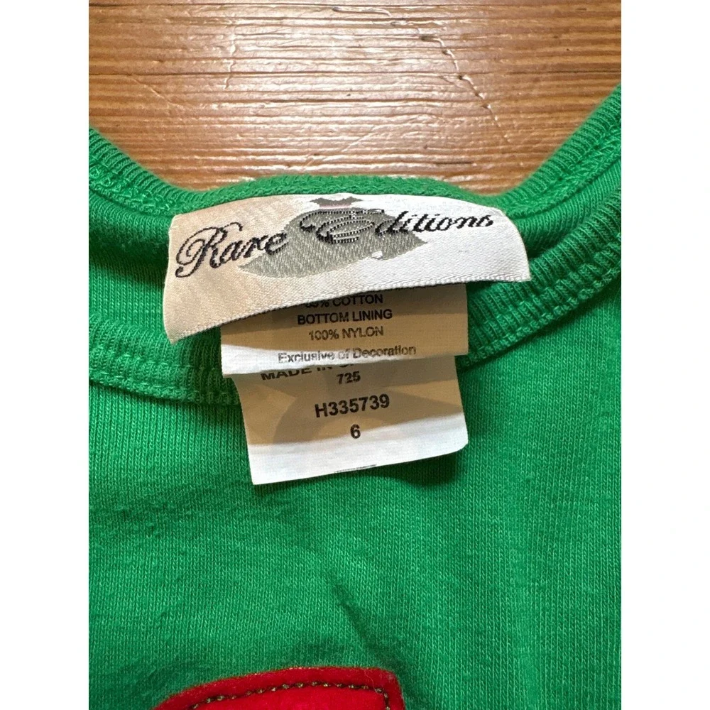 Rare Editions Christmas Dress Kids Green Red‎ Snowman Polka Dot Ruffle SIZE 6